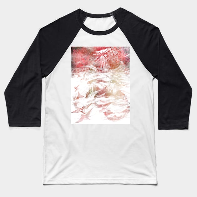 Sirens And Dolphins In Fire Baseball T-Shirt by SaintReclusia